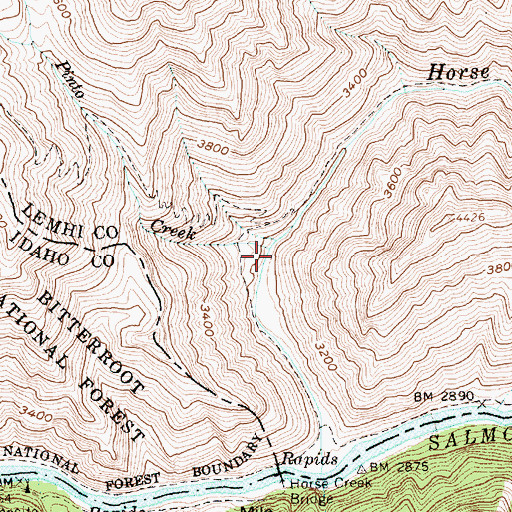 Topographic Map of Pinto Creek, ID