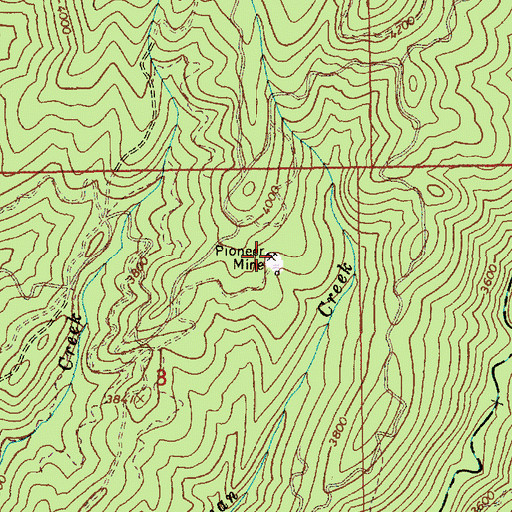 Topographic Map of Pioneer Mine, ID