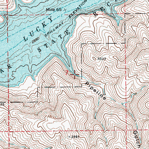 Topographic Map of Pipeline Gulch, ID