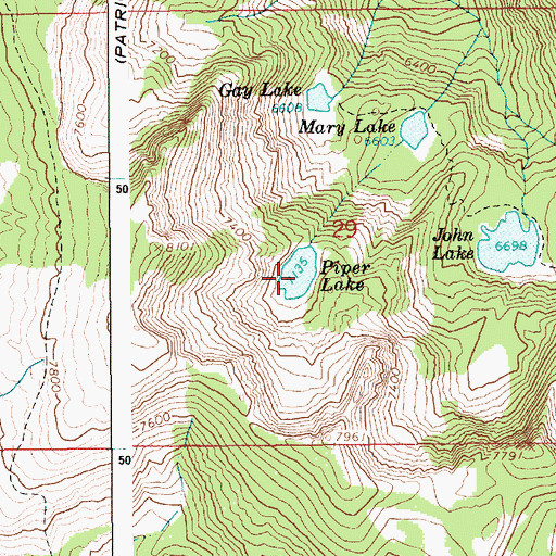 Topographic Map of Piper Lake, ID