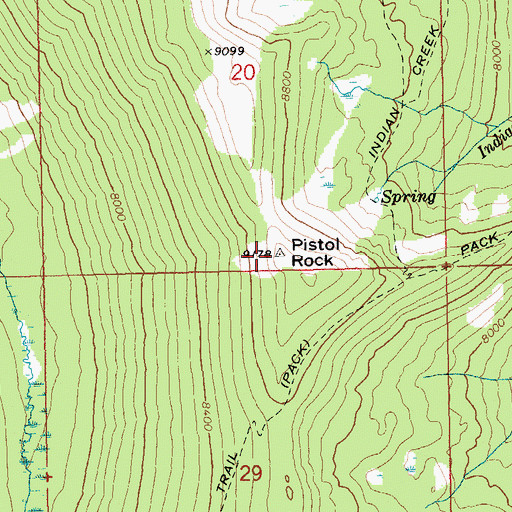 Topographic Map of Pistol Rock, ID