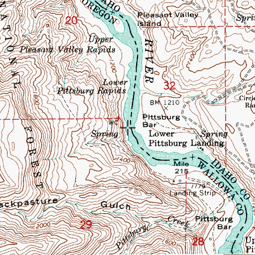 Topographic Map of Pittsburg Bar, ID