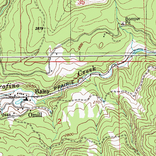 Topographic Map of Placer Creek, ID