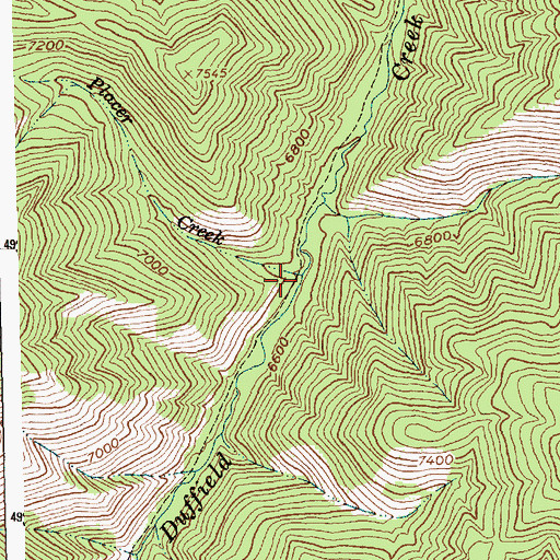 Topographic Map of Placer Creek, ID