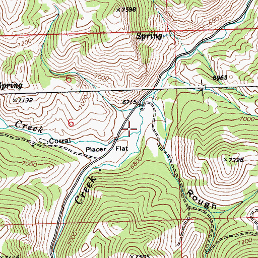 Topographic Map of Placer Creek, ID