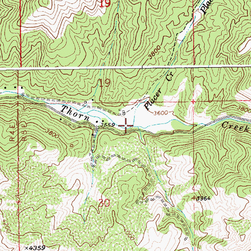 Topographic Map of Placer Creek, ID
