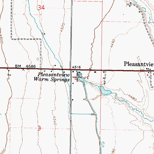 Topographic Map of Pleasantview Warm Springs, ID