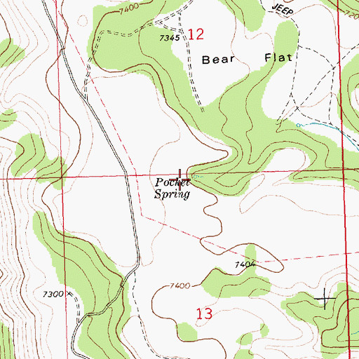 Topographic Map of Pocket Spring, ID