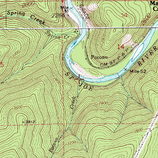 Topographic Map of Pocono Creek, ID