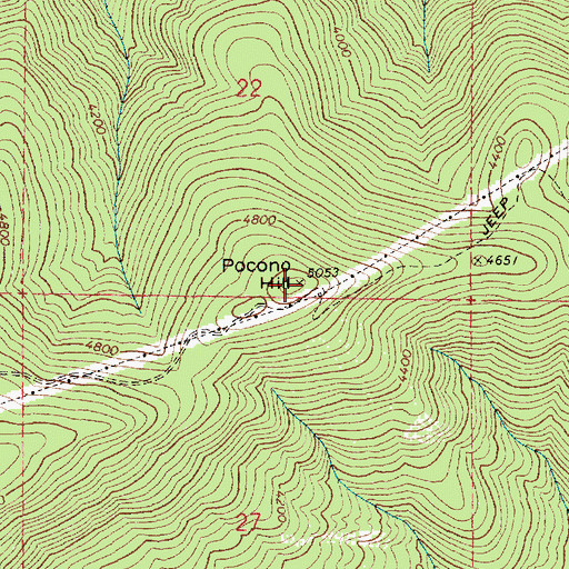 Topographic Map of Pocono Hill, ID