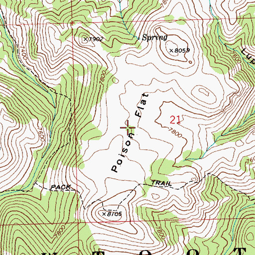 Topographic Map of Poison Flat, ID