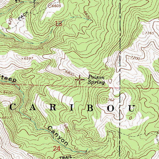 Topographic Map of Poison Spring, ID