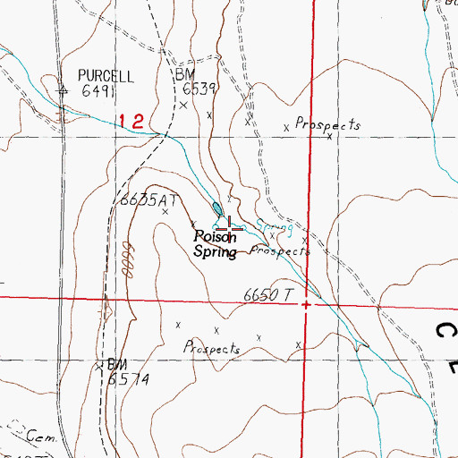 Topographic Map of Poison Spring, ID