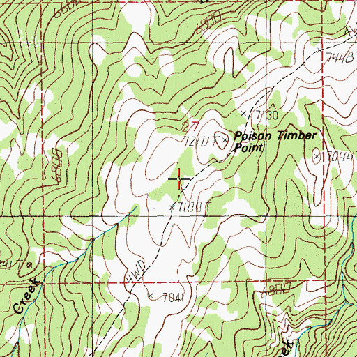 Topographic Map of Poison Timber Point, ID