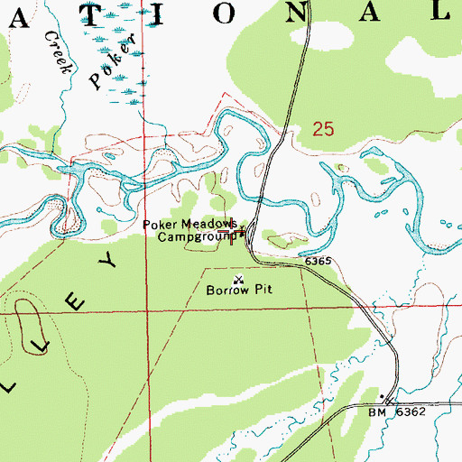 Topographic Map of Poker Meadows Campground, ID