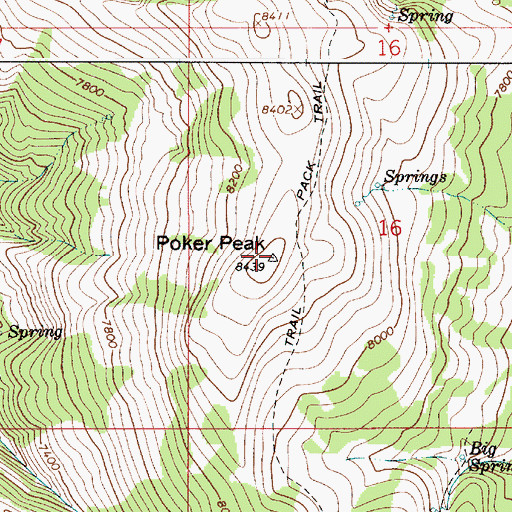 Topographic Map of Poker Peak, ID