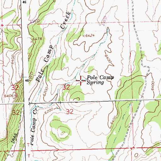 Topographic Map of Pole Camp Spring, ID