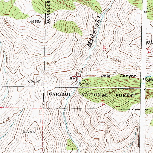 Topographic Map of Pole Canyon, ID