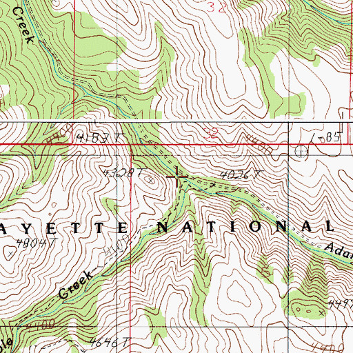 Topographic Map of Pole Creek, ID