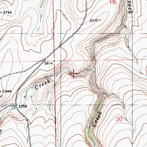 Topographic Map of Pole Creek, ID