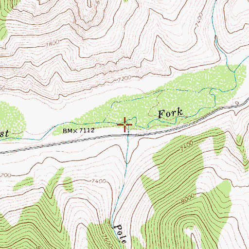 Topographic Map of Pole Creek, ID