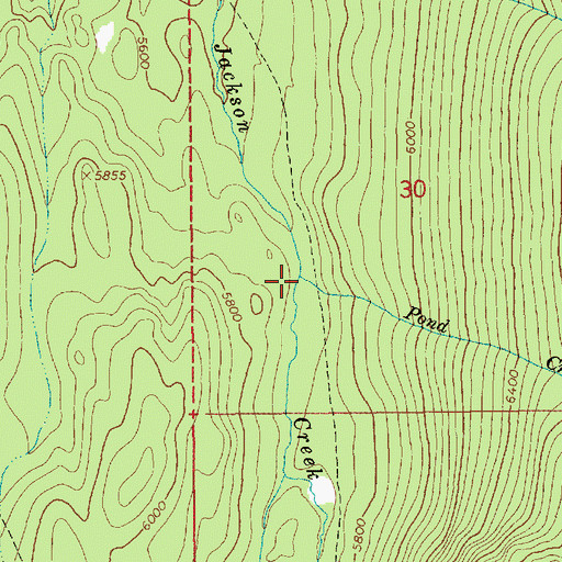 Topographic Map of Pond Creek, ID