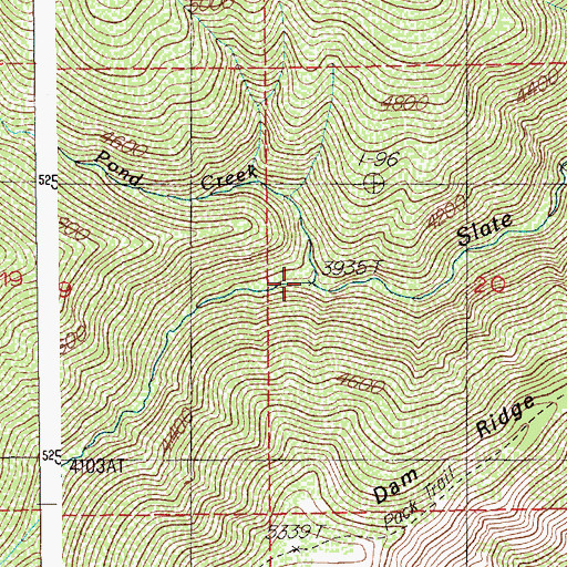Topographic Map of Pond Creek, ID