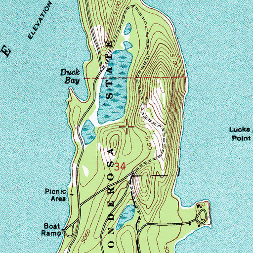 Topographic Map of Ponderosa State Park, ID