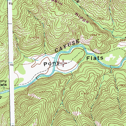 Topographic Map of Pony Flats, ID