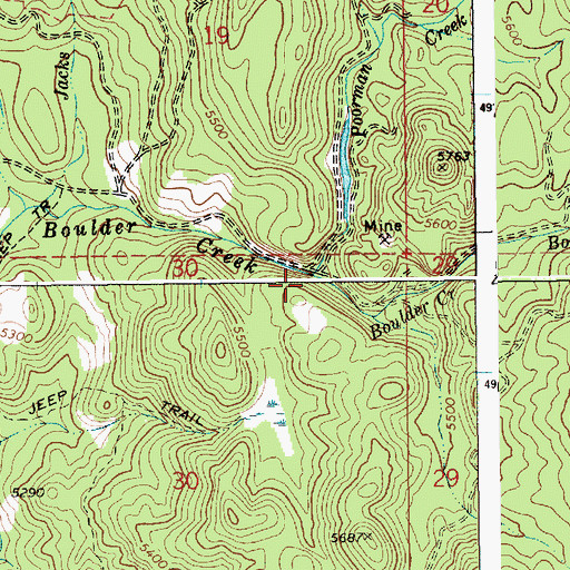 Topographic Map of Poorman Creek, ID