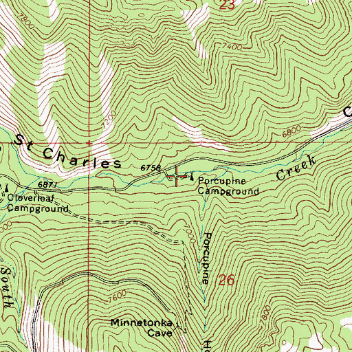 Topographic Map of Porcupine Campground, ID