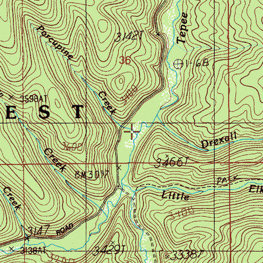 Topographic Map of Porcupine Creek, ID