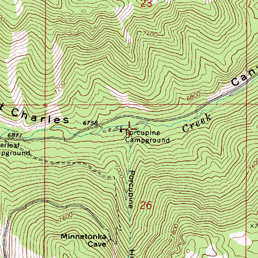 Topographic Map of Porcupine Hollow, ID