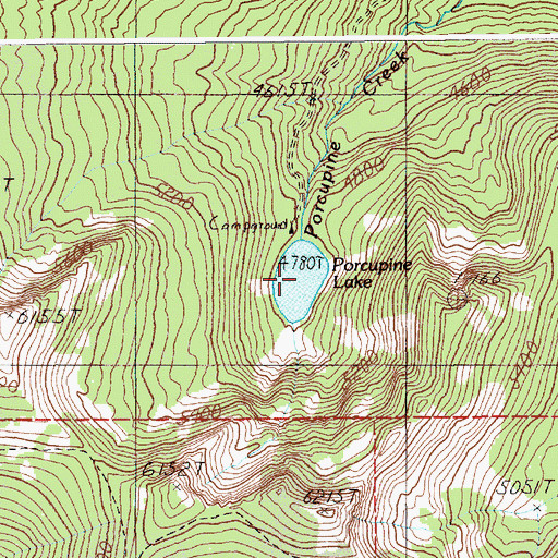 Topographic Map of Porcupine Lake, ID