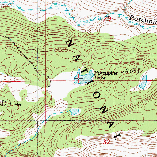 Topographic Map of Porcupine Lake, ID