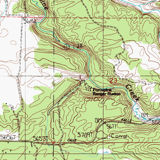 Topographic Map of Porcupine Ranger Station, ID