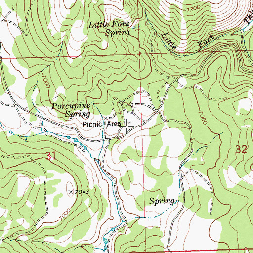 Topographic Map of Porcupine Spring Picnic Area, ID