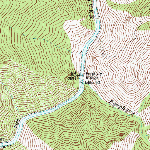 Topographic Map of Porphyry Bridge, ID