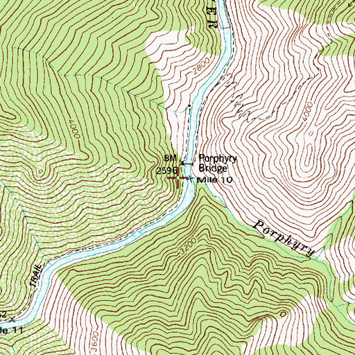 Topographic Map of Porphyry Creek, ID