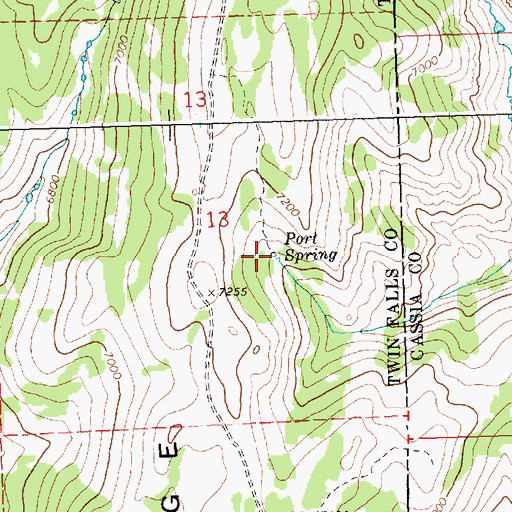 Topographic Map of Port Spring, ID