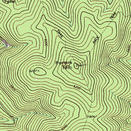 Topographic Map of Porters Mountain, ID