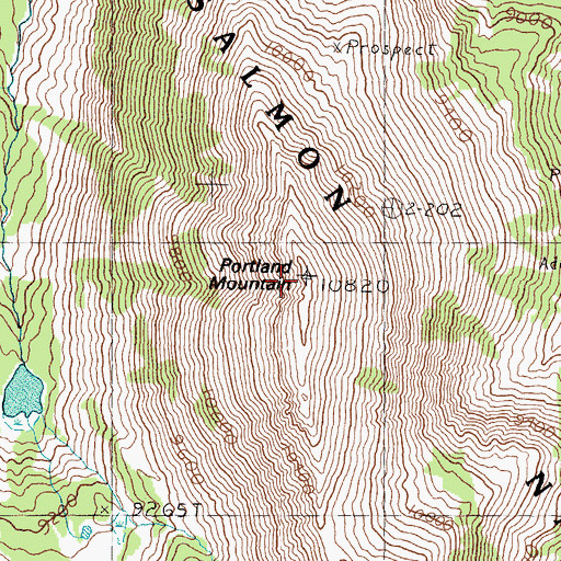 Topographic Map of Portland Mountain, ID
