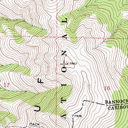 Topographic Map of Portneuf Range, ID