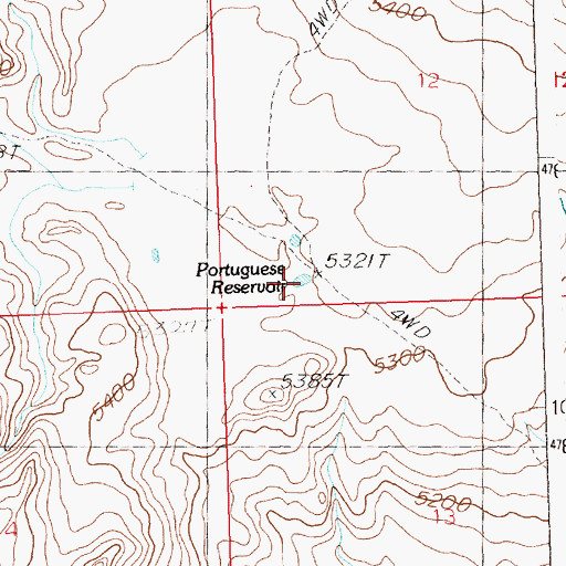 Topographic Map of Portuguese Reservoir, ID