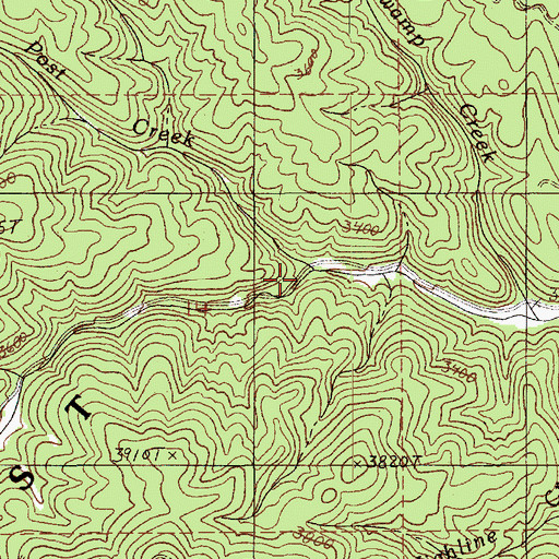 Topographic Map of Post Creek, ID