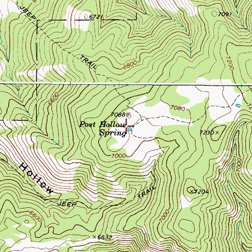 Topographic Map of Post Hollow Spring, ID