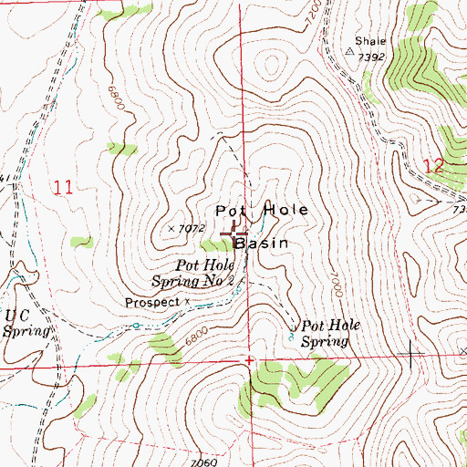 Topographic Map of Pot Hole Basin, ID