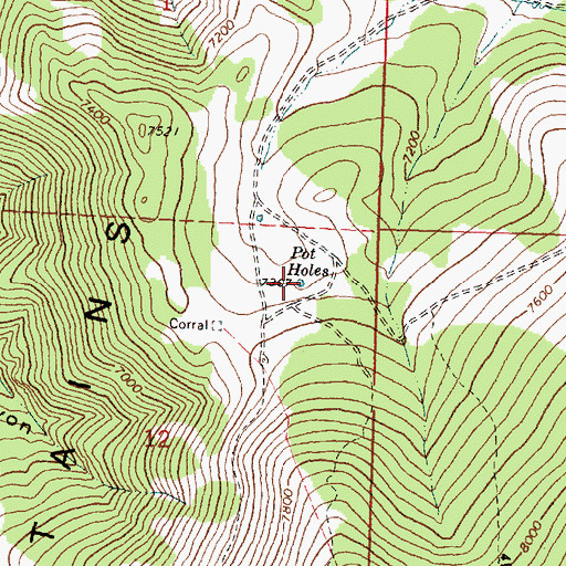 Topographic Map of Pot Holes, ID