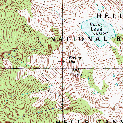 Topographic Map of Potato Hill, ID