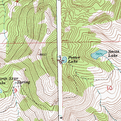 Topographic Map of Potter Lake, ID